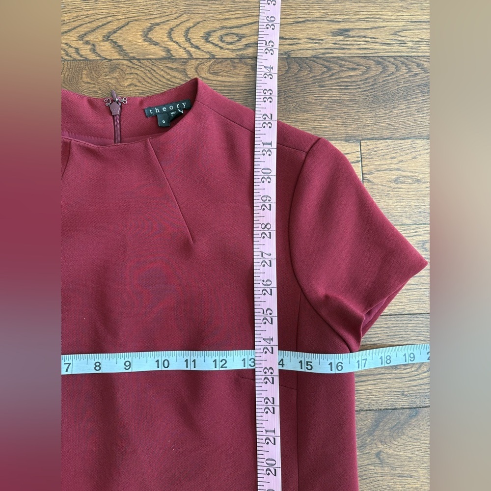 Theory Burgundy Short Sleeve Shift Dress Size 0 USA Made - Picture 11 of 11